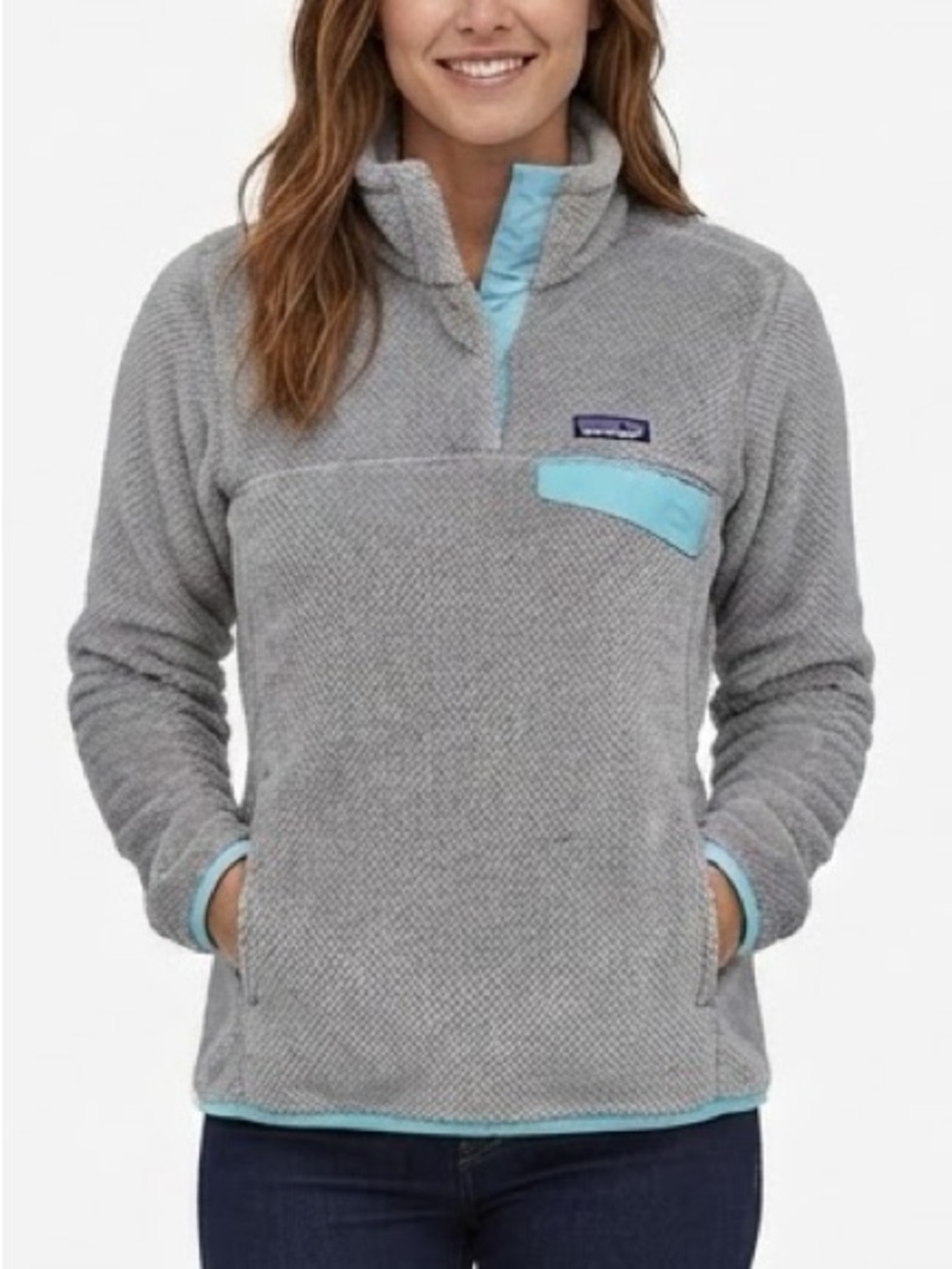 Patagonia Synchilla Snap-T Fleece Pullover Size L Gray Blue Thermal Pro
